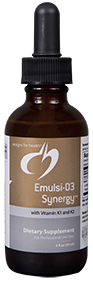 Emulsi-D3 Synergy™ is a concentrated, highly bioavailable liquid vitamin D formulation offering 2,000 IU per 1 ml (one full dropper) with 250 mcg of vitamin K1 and 25 mcg of vitamin K2. This is a convenient, pleasant-tasting and easily mixed formula.